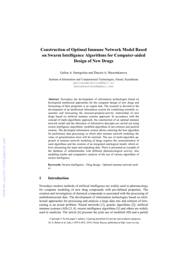 Construction of Optimal Immune Network Model Based on Swarm Intelligence Algorithms for Computer-Aided Design of New Drugs