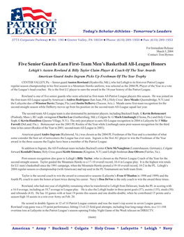 Five Senior Guards Earn First-Team Men's Basketball All-League Honors