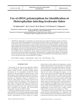 Use of Rdna Polymorphism for Identification of Heterophyidae Infecting Freshwater Fishes