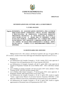 COMUNE DI PODENZANA Provincia Di Massa Carrara