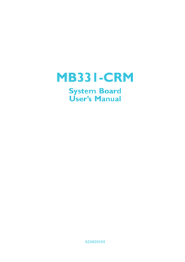 MB331-CRM System Board User’S Manual