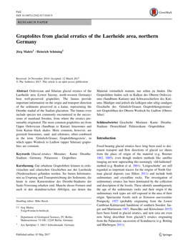 Graptolites from Glacial Erratics of the Laerheide Area, Northern Germany