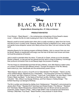 1 Original Movie Streaming Nov. 27, Only on Disney+ PRODUCTION NOTES from Disney+, “Black Beauty” — the Contemporary Reima