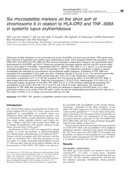 Six Microsatellite Markers on the Short Arm of Chromosome 6 in Relation to HLA-DR3 and TNF−308A in Systemic Lupus Erythematosus