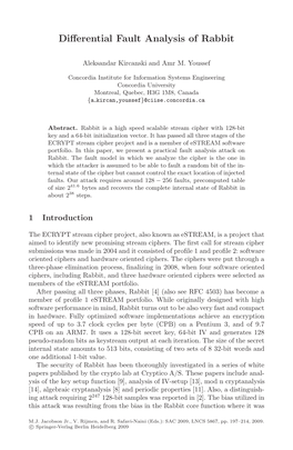 Differential Fault Analysis of Rabbit