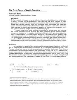 The Three Forms of Arabic Causative