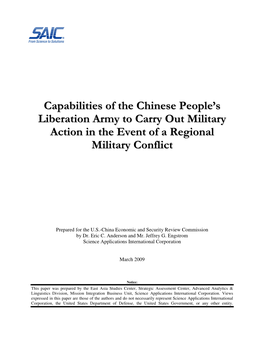 Capabilities of the Chinese People's Liberation Army to Carry Out