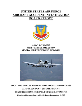 United States Air Force Aircraft Accident Investigation Board Report