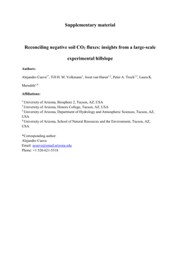 Supplementary Material Reconciling Negative Soil CO2 Fluxes