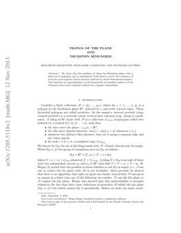 Arxiv:1205.5118V2 [Math.MG] 12 Nov 2013 Berger [4] Proved That the Problem to Know Whether Or Not ΩP Is Empty (I.E