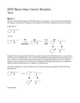 123.312 Advanced Organic Chemistry: Retrosynthesis Tutorial