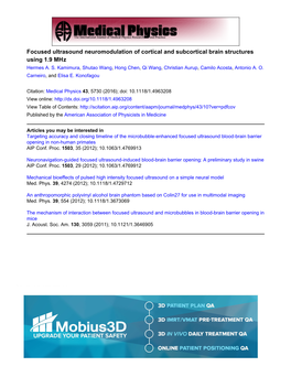 Focused Ultrasound Neuromodulation of Cortical and Subcortical Brain Structures Using 1.9 Mhz Hermes A