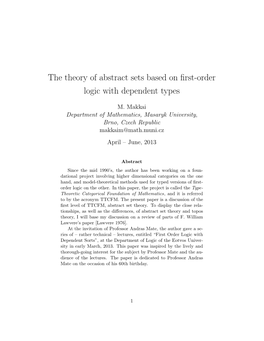 The Theory of Abstract Sets Based on First-Order Logic with Dependent Types