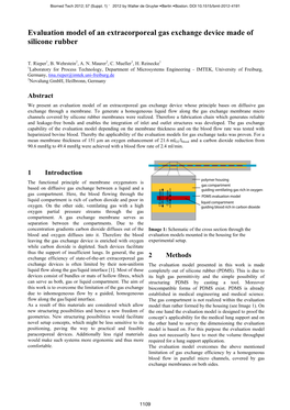 Evaluation Model of an Extracorporeal Gas Exchange Device Made of Silicone Rubber