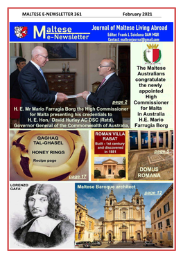 MALTESE E-NEWSLETTER 361 February 2021