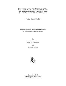 Annual Stream Runoff and Climate in Minnesota's River Basins