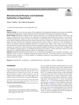 Mineralocorticoid Receptor and Endothelial Dysfunction in Hypertension