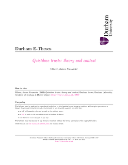 Quistclose Trusts: Theory and Context