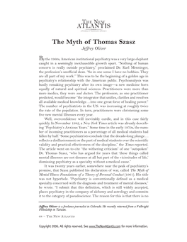 The Myth of Thomas Szasz Jeffrey Oliver
