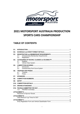 2021 Motorsport Australia Production Sports Cars Championship