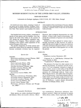 Modern Rodent Fauna of the Lower Omo Valley, Ethiopia