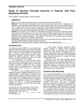 Study of Adverse Perinatal Outcome in Patients with Poor Biophysical Profile