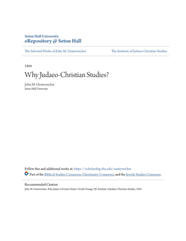 Why Judaeo-Christian Studies? John M