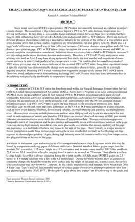 Characteristics of Snow Water Equivalent to Precipitation Ratios in Utah