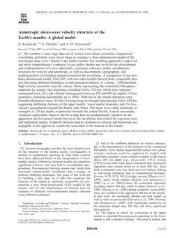 Anisotropic Shear-Wave Velocity Structure of the Earth's Mantle