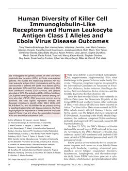 Human Diversity of Killer Cell Immunoglobulin-Like Receptors and Human Leukocyte Antigen Class I Alleles and Ebola Virus Dise