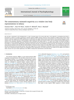 The Somatosensory Mismatch Negativity As a Window Into Body Representations in Infancy T ⁎ Guannan Shena, , Staci M