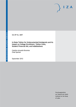 In-State Tuition for Undocumented Immigrants and Its Impact on College Enrollment, Tuition Costs, Student Financial Aid, and Indebtedness