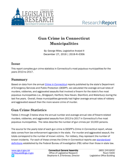 Gun Crime in Connecticut Municipalities