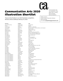 Communication Arts 2020 Illustration Shortlist