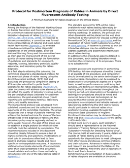 Standard Protocol for Postmortem Diagnosis of Rabies in Animals