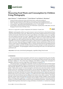 Measuring Food Waste and Consumption by Children Using Photography