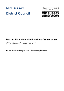 Main Modifications Consultation 2Nd October – 13Th November 2017