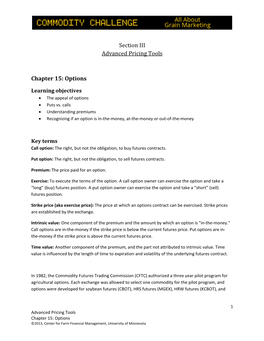 Section III Advanced Pricing Tools Chapter 15: Options