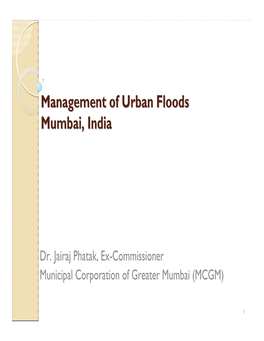 Management of Urban Floods Mumbai, India