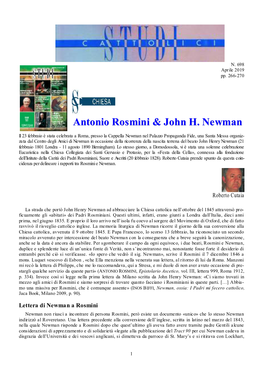 Antonio Rosmini & John H. Newman