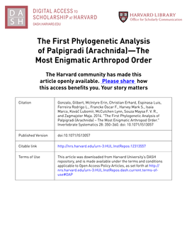 The First Phylogenetic Analysis of Palpigradi (Arachnida)—The Most Enigmatic Arthropod Order