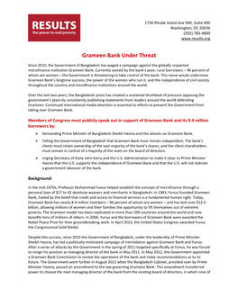 Grameen Bank Under Threat