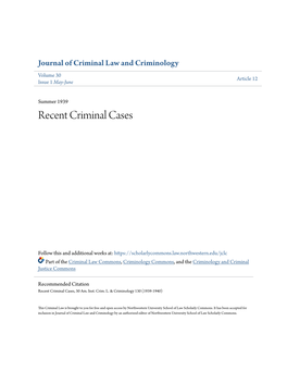 Recent Criminal Cases