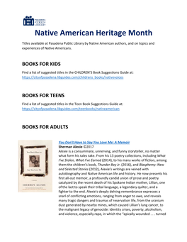 Native American Heritage Month