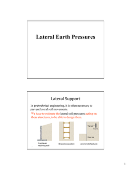 Lateral Earth Pressures