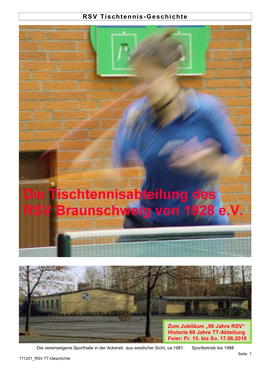 Die Tischtennisabteilung Des RSV Braunschweig Wurde Am 01