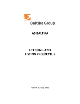 As Baltika Offering and Listing Prospectus