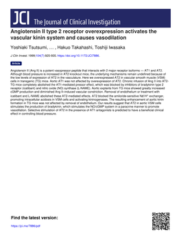 Angiotensin II Type 2 Receptor Overexpression Activates the Vascular Kinin System and Causes Vasodilation