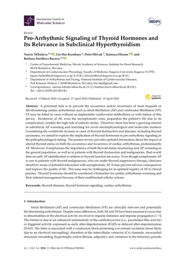 Pro-Arrhythmic Signaling of Thyroid Hormones and Its Relevance in Subclinical Hyperthyroidism