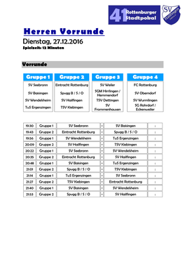 Herren Vorrunde Dienstag, 27.12.2016 Spielzeit: 12 Minuten